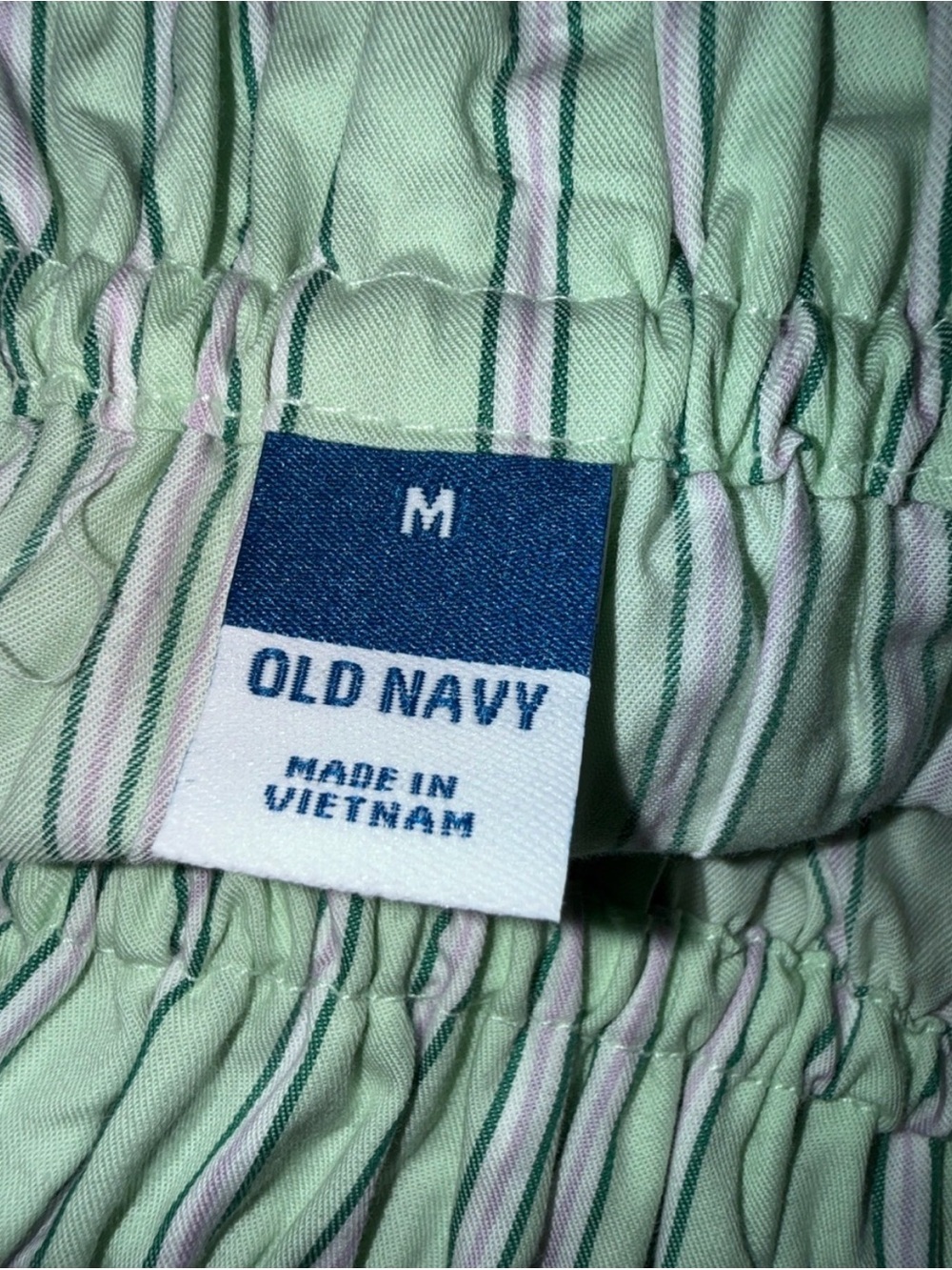 Old Navy Green & Lavender Striped Smocked Waist Midi Skirt Medium NWT - Picture 5 of 6